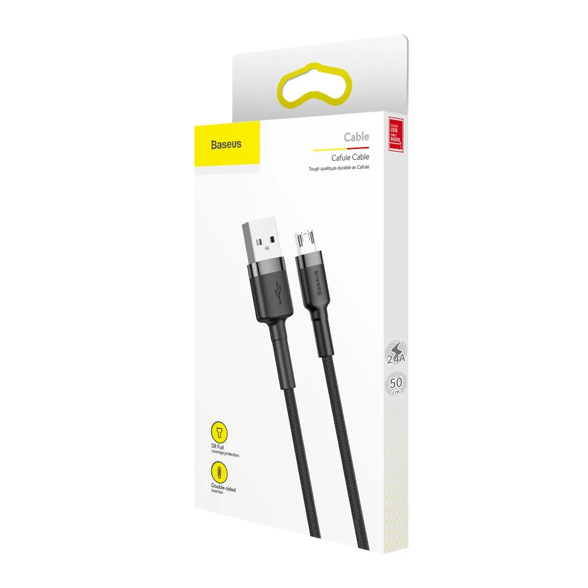 Дата кабель Baseus Cafule USB to MicroUSB Cable 2.4A Сірий / Чорний — фото 5