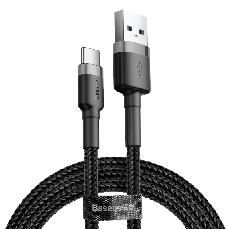 Дата кабель Baseus Cafule USB to Type-C Cable 3A Сірий / Чорний