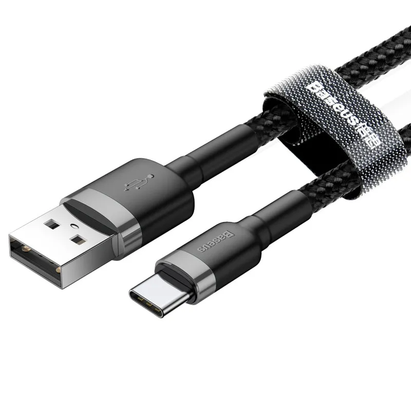 Дата кабель Baseus Cafule USB to Type-C Cable 3A Сірий / Чорний — фото 3
