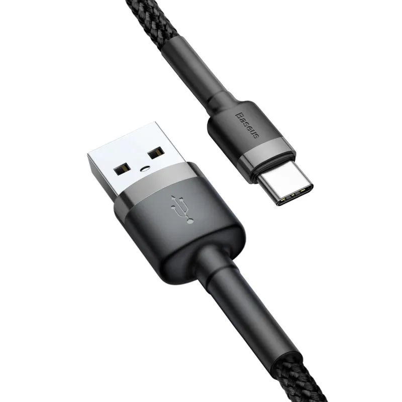 Дата кабель Baseus Cafule USB to Type-C Cable 3A Сірий / Чорний — фото 4