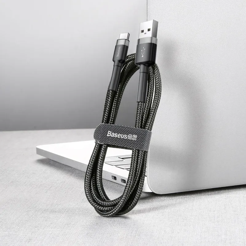 Дата кабель Baseus Cafule USB to Type-C Cable 3A Сірий / Чорний — фото 5