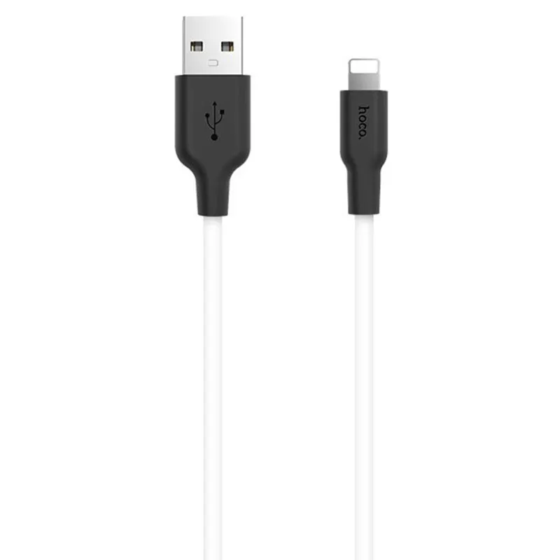 Дата кабель Hoco X21 Plus Silicone Lightning Cable black_white — фото 2
