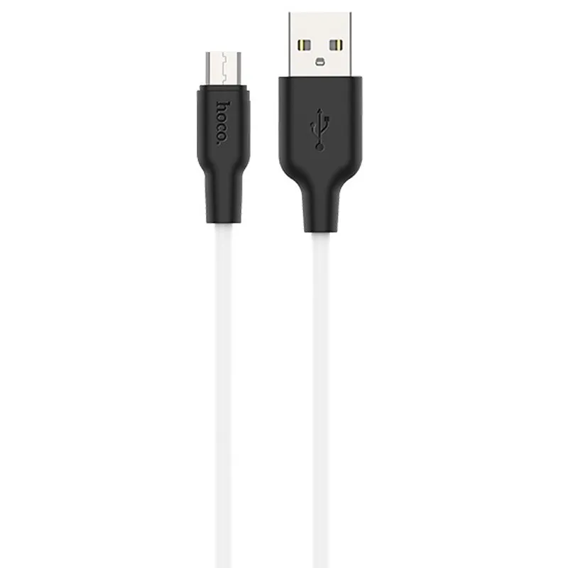 Дата кабель Hoco X21 Plus Silicone MicroUSB Cable Чорний / Білий