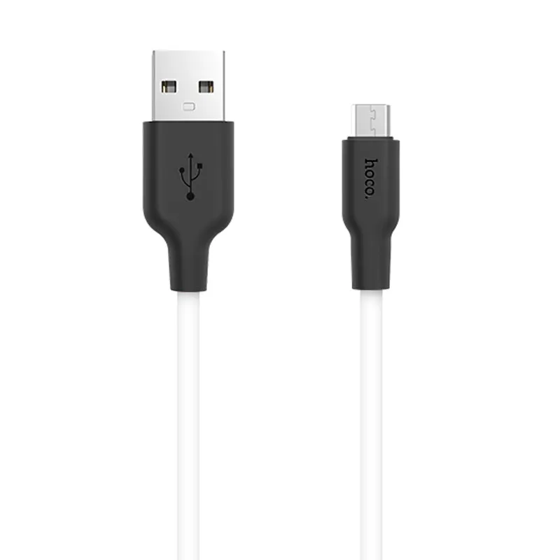 Дата кабель Hoco X21 Plus Silicone MicroUSB Cable Чорний / Білий — фото 2