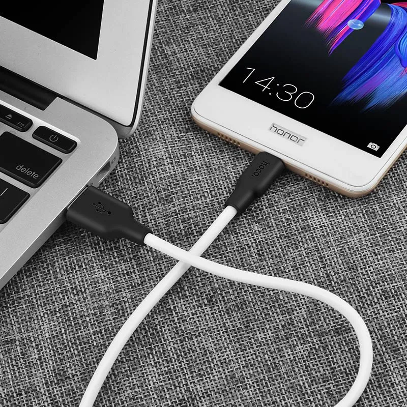 Дата кабель Hoco X21 Plus Silicone MicroUSB Cable Чорний / Білий — фото 4