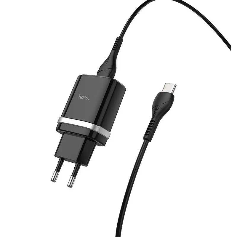 МЗП Hoco C12Q Smart QC3.0 3A + кабель USB to Type-C Чорний
