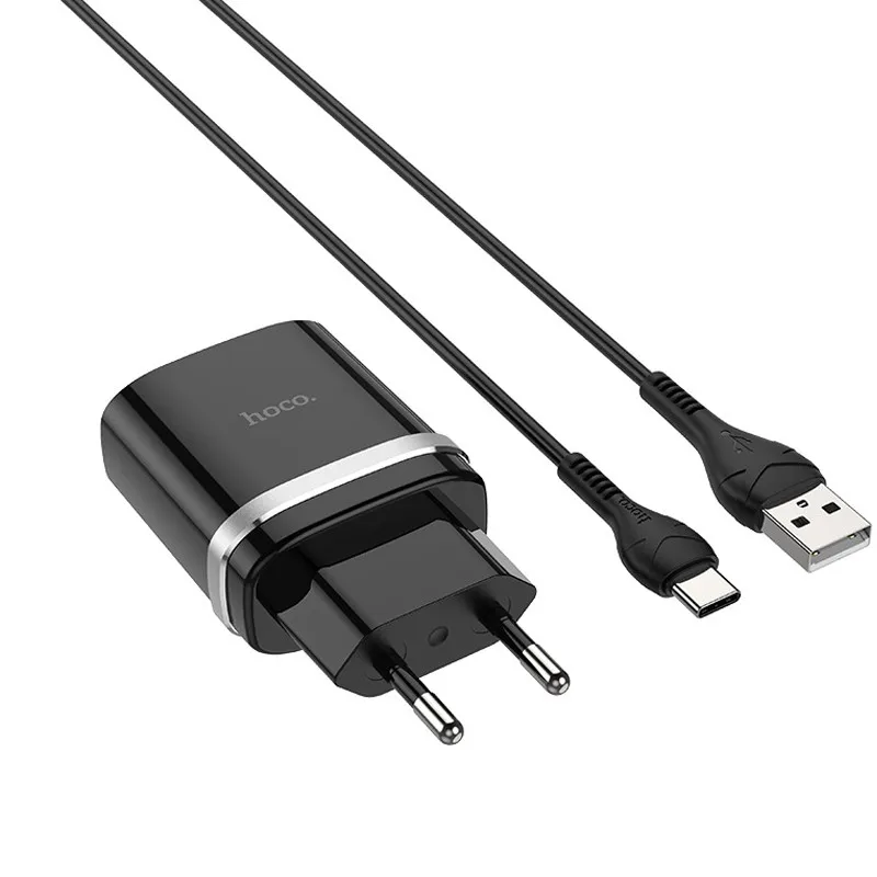 МЗП Hoco C12Q Smart QC3.0 3A + кабель USB to Type-C Чорний — фото 3