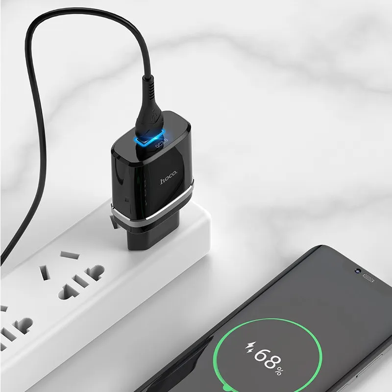 МЗП Hoco C12Q Smart QC3.0 3A + кабель USB to Type-C Чорний — фото 4