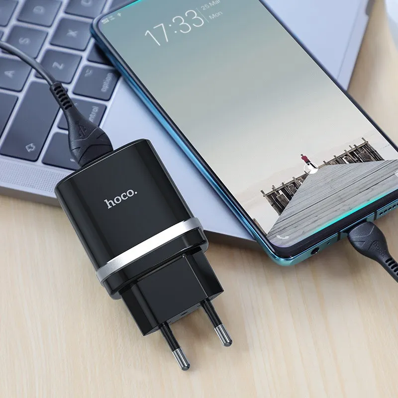 МЗП Hoco C12Q Smart QC3.0 3A + кабель USB to Type-C Чорний — фото 5