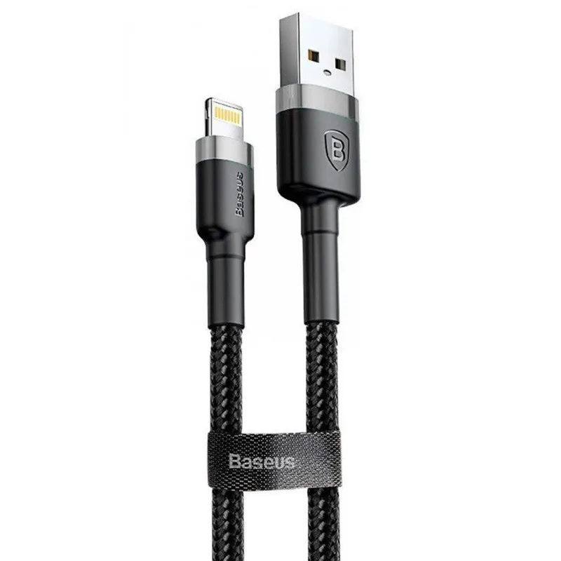 Дата кабель Baseus Cafule USB to Lightning 2.4A Сірий / Чорний