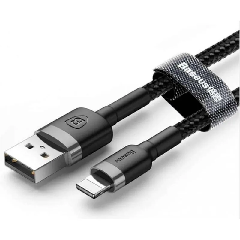 Дата кабель Baseus Cafule USB to Lightning 2.4A Сірий / Чорний — фото 2