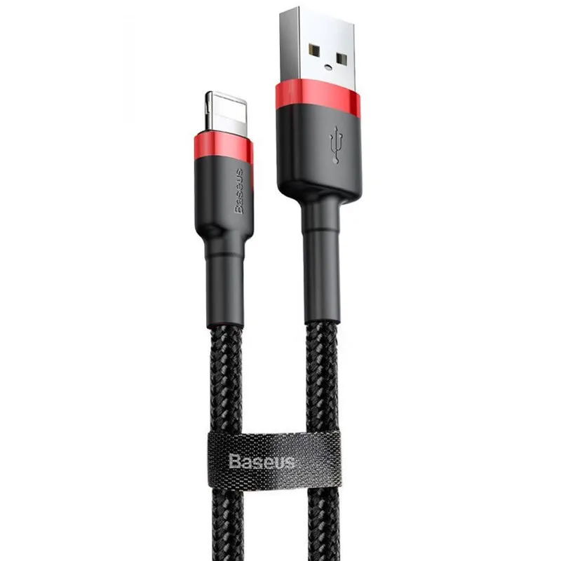 Дата кабель Baseus Cafule USB to Lightning 2.4A Червоний / Чорний