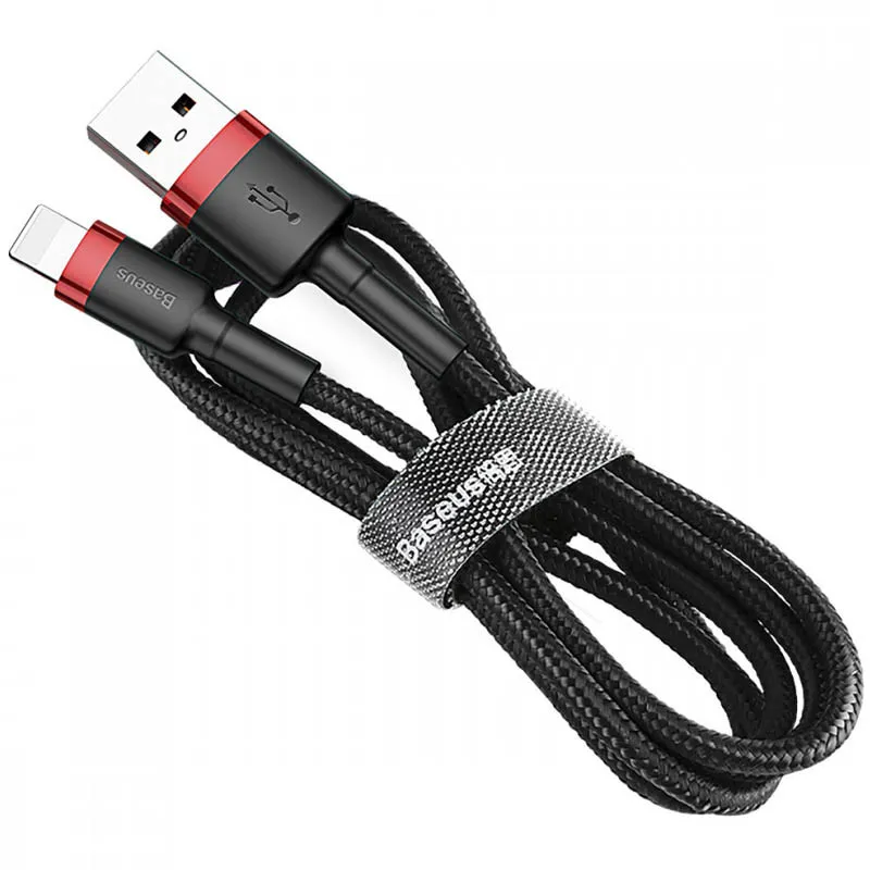 Дата кабель Baseus Cafule USB to Lightning 2.4A Червоний / Чорний — фото 4