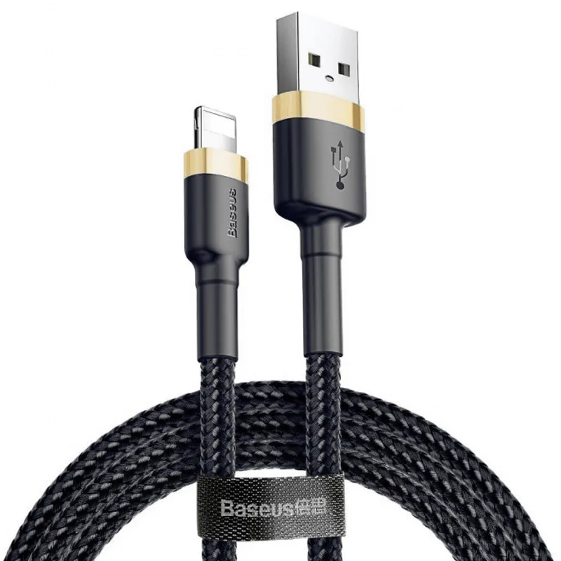 Дата кабель Baseus Cafule USB to Lightning 2.4A Золотий / Чорний