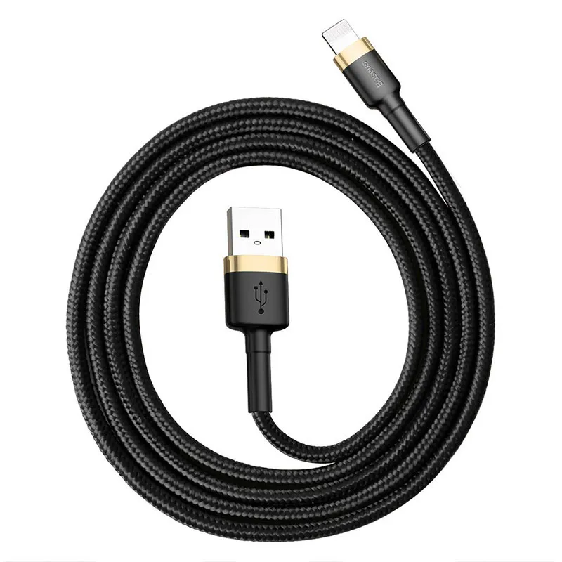 Дата кабель Baseus Cafule USB to Lightning 2.4A Золотий / Чорний — фото 2