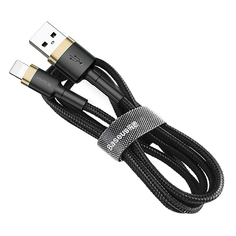 Дата кабель Baseus Cafule USB to Lightning 2.4A Золотий / Чорний — фото 3