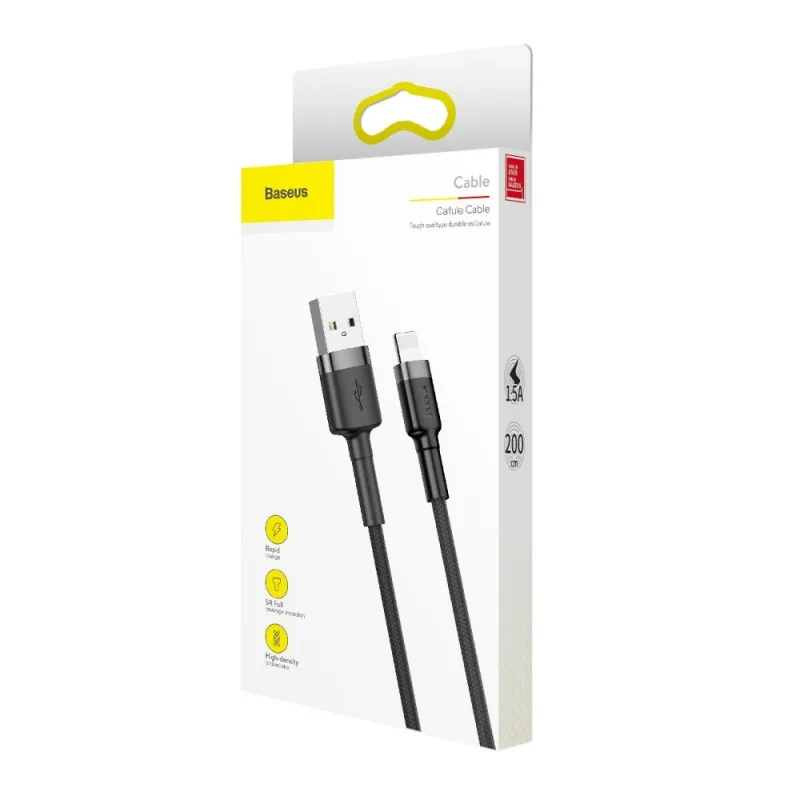 Дата кабель Baseus Cafule USB to Lightning 1.5A Сірий / Чорний — фото 6
