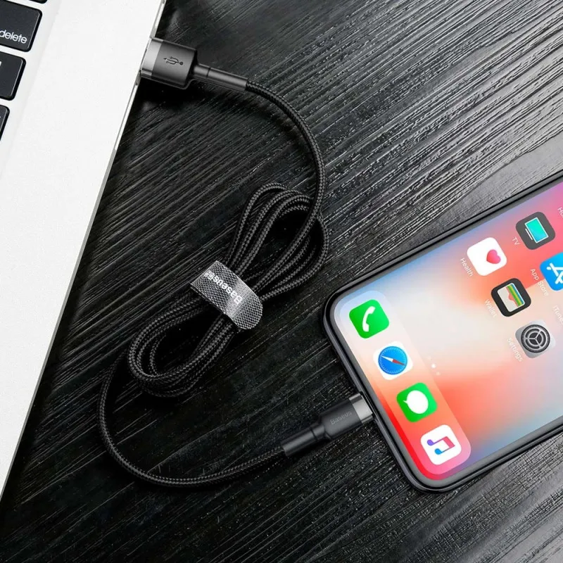 Дата кабель Baseus Cafule USB to Lightning 1.5A Сірий / Чорний — фото 7