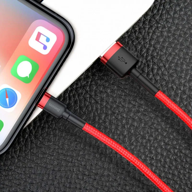 Дата кабель Baseus Cafule USB to Lightning 1.5A Червоний / Чорний — фото 4