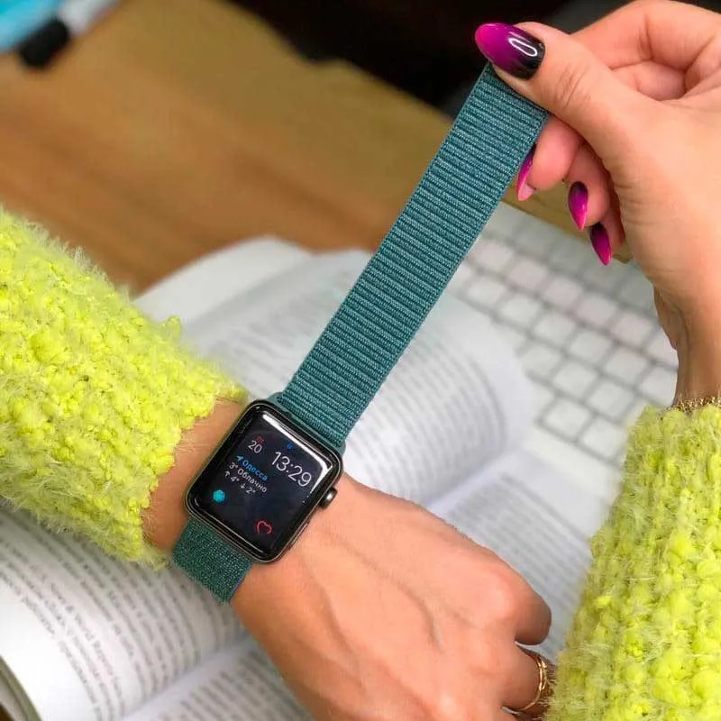 Ремінець Nylon для Apple Watch 38/40/41/42mm Зелений / Pine green — фото 2
