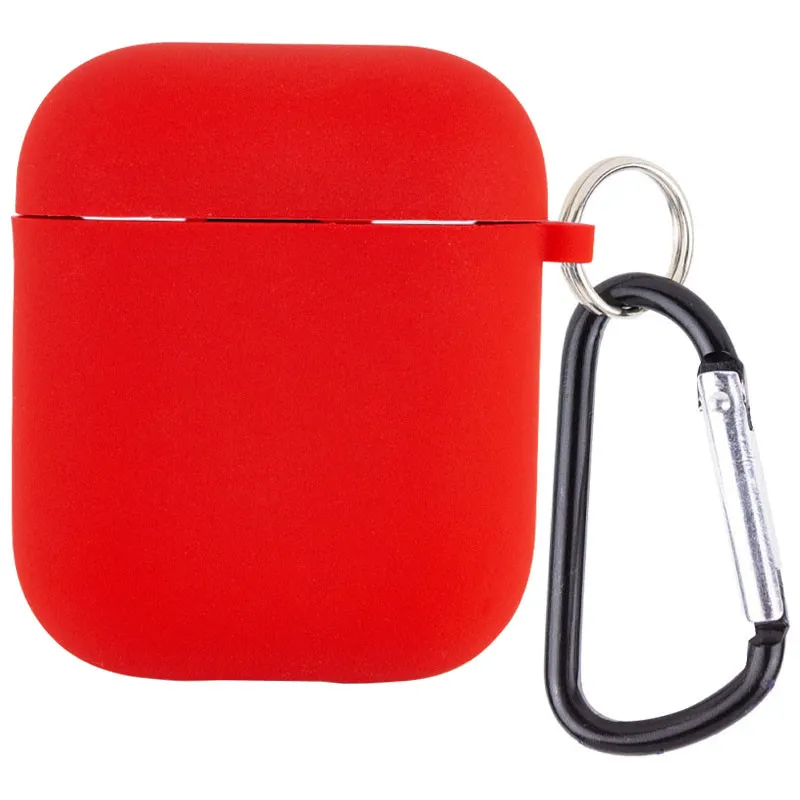 Силіконовий футляр з мікрофіброю для навушників Airpods 1/2 Червоний / Red