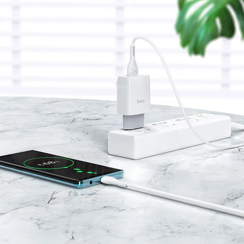 МЗП Hoco C72Q Glorious QC3.0 18W + кабель USB to MicroUSB Білий — фото 4