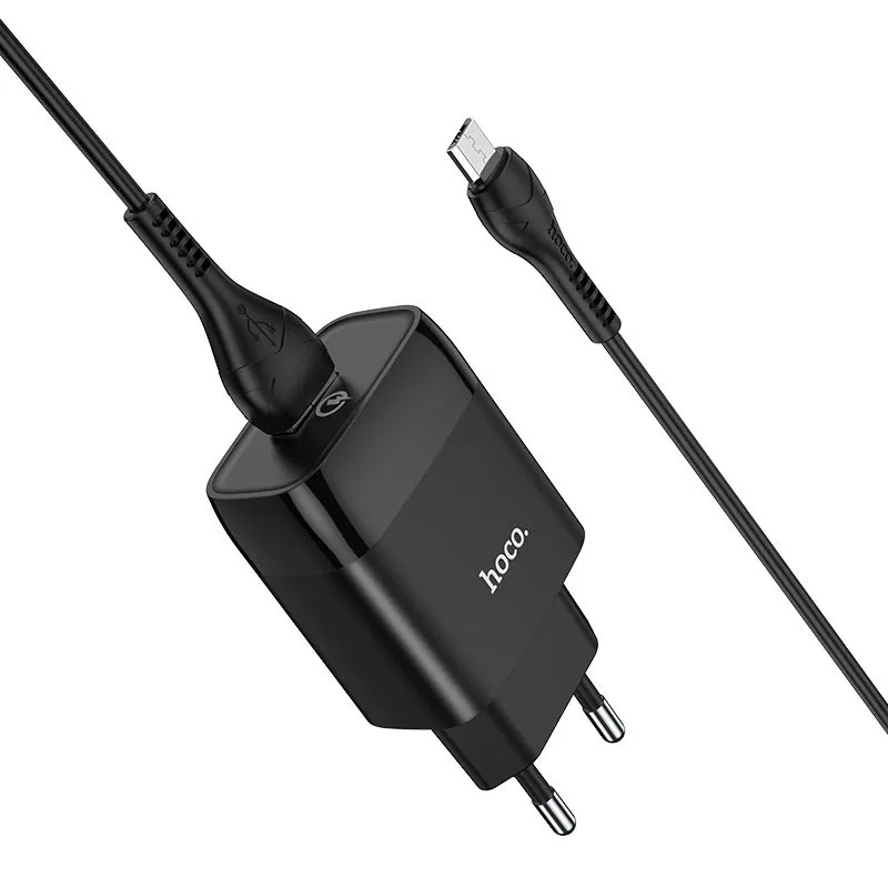 МЗП Hoco C72Q Glorious QC3.0 18W + кабель USB to MicroUSB Чорний — фото 2