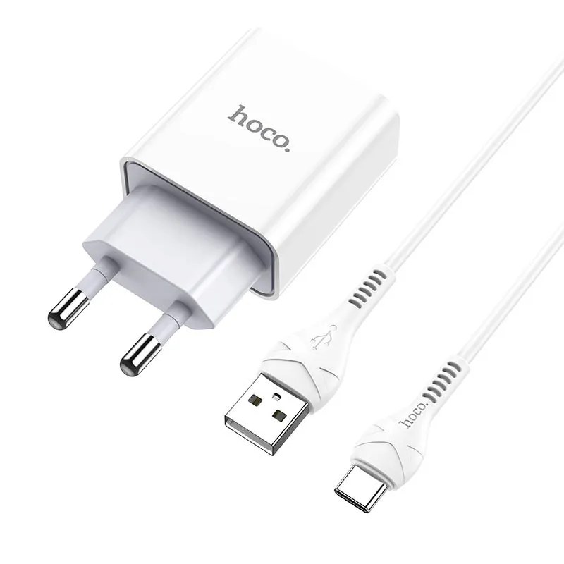МЗП Hoco C81A Asombroso 2.1A + кабель USB to Type-C Білий