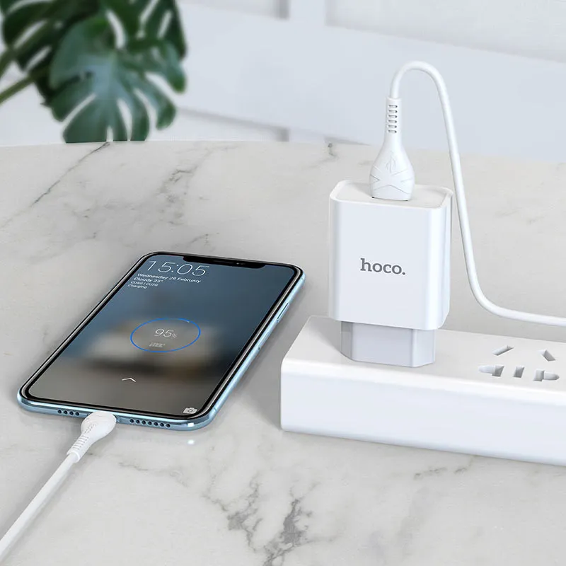 МЗП Hoco C81A Asombroso 2.1A + кабель USB to Type-C Білий — фото 7