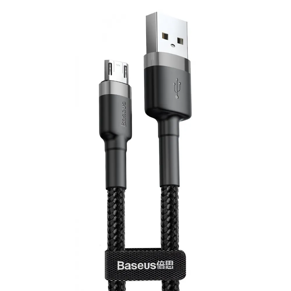 Дата кабель Baseus Cafule USB to MicroUSB Cable 1.5A (2m) (CAMKLF-C) Сірий / Чорний