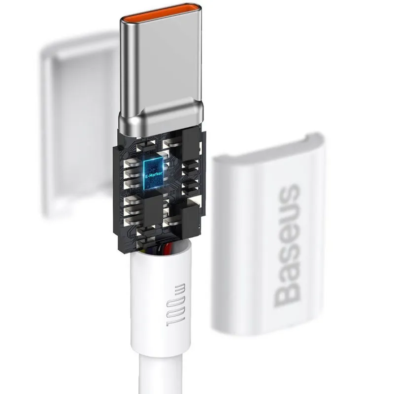Дата кабель Baseus Superior Series Fast Charging Type-C to Type-C PD 100W Білий — фото 4