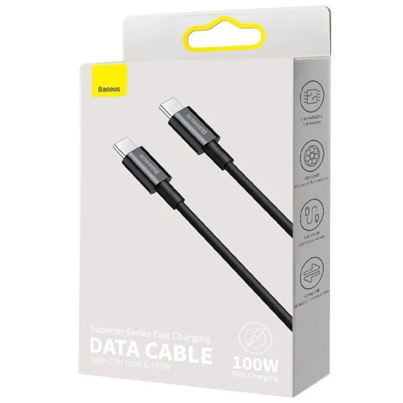 Дата кабель Baseus Superior Series Fast Charging Type-C to Type-C PD 100W Чорний — фото 5