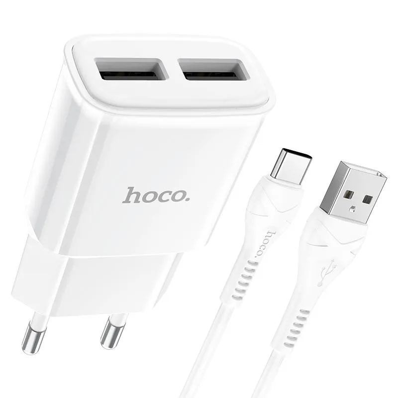 МЗП Hoco C88A Star round 2.4A + кабель USB to Type-C Білий — фото 2