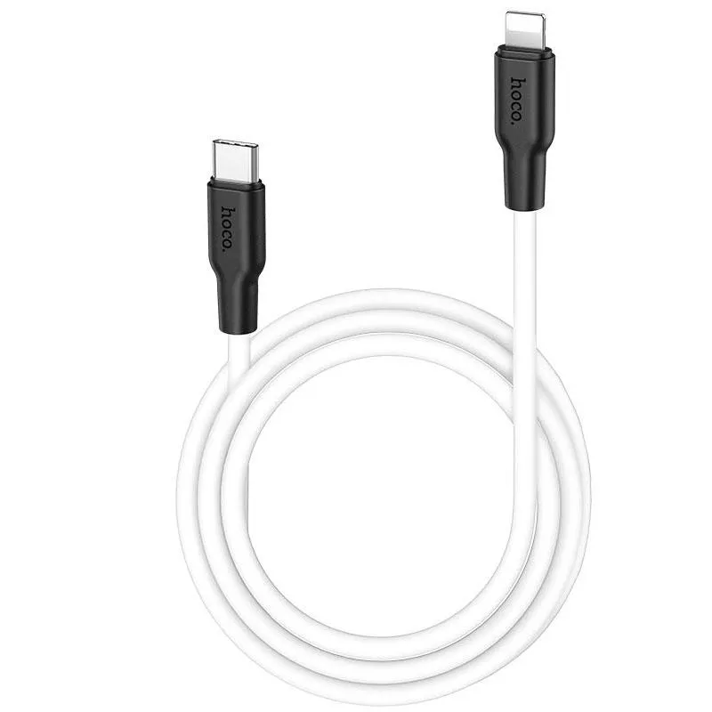 Дата кабель Hoco X21 Plus Silicone Type-C to Lightning Чорний / Білий