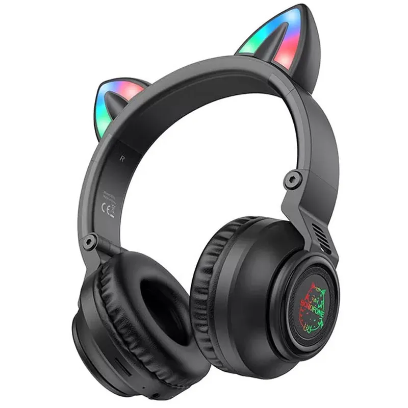 Накладні бездротові навушники Borofone BO18 Cat ear Чорний