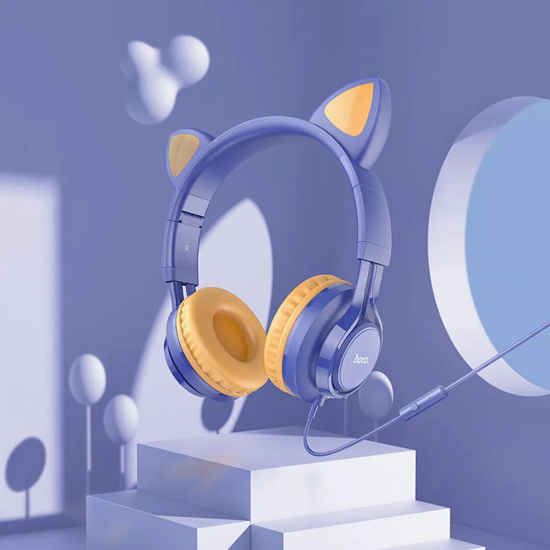 Накладні навушники Hoco W36 Cat ear Midnight Blue — фото 4