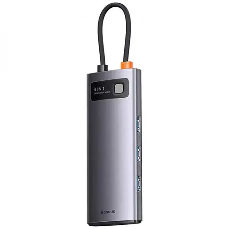 Перехідник HUB Baseus Metal Gleam Series 4-in-1 4xUSB3.0 Gray