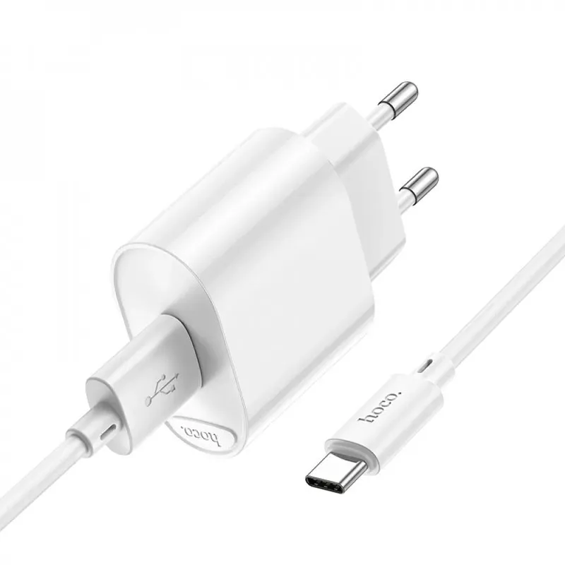 МЗП Hoco C109A Fighter QC3.0 18W + кабель USB to Type-C White — фото 4