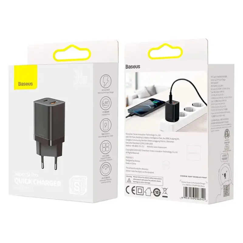 МЗП Baseus Super Si Pro Quick Charger PD30W+QC3.0 Black — фото 6