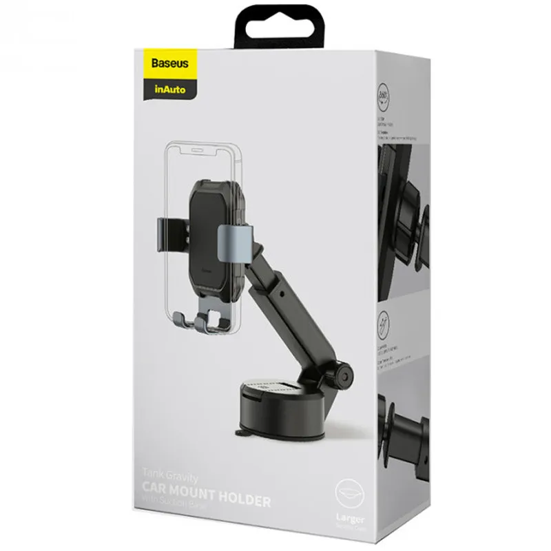 Автотримач Baseus Tank gravity car mount with suction base Tarnish Black — фото 3