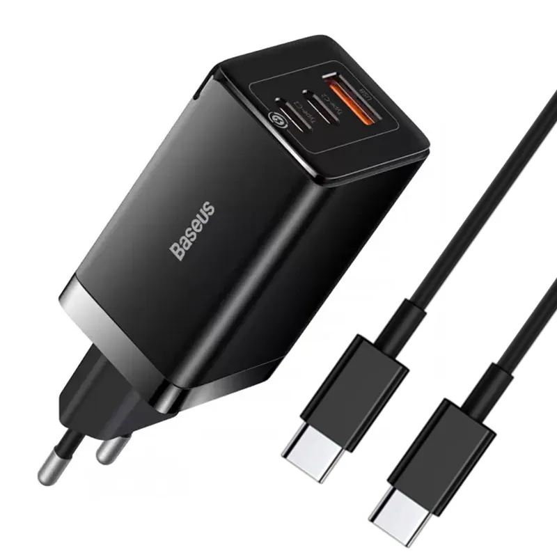 МЗП Baseus GaN5 Pro PD65W+QC3.0 + кабель Type-C to Type-C Black