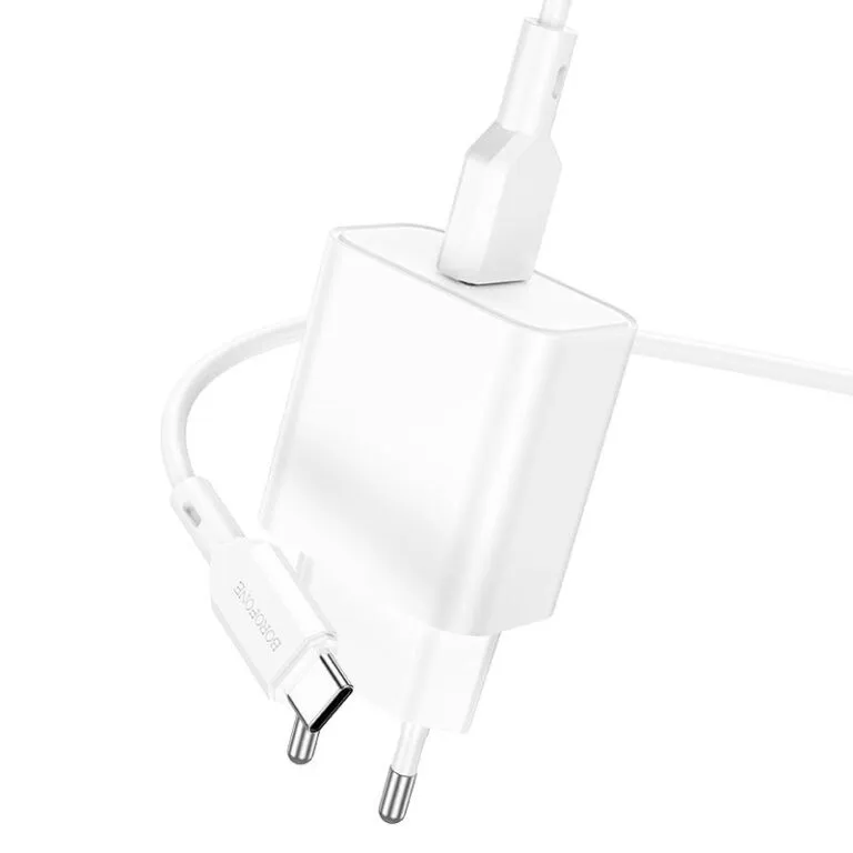 МЗП Borofone BA72A Spring QC3.0 + кабель USB to Type-C White — фото 2