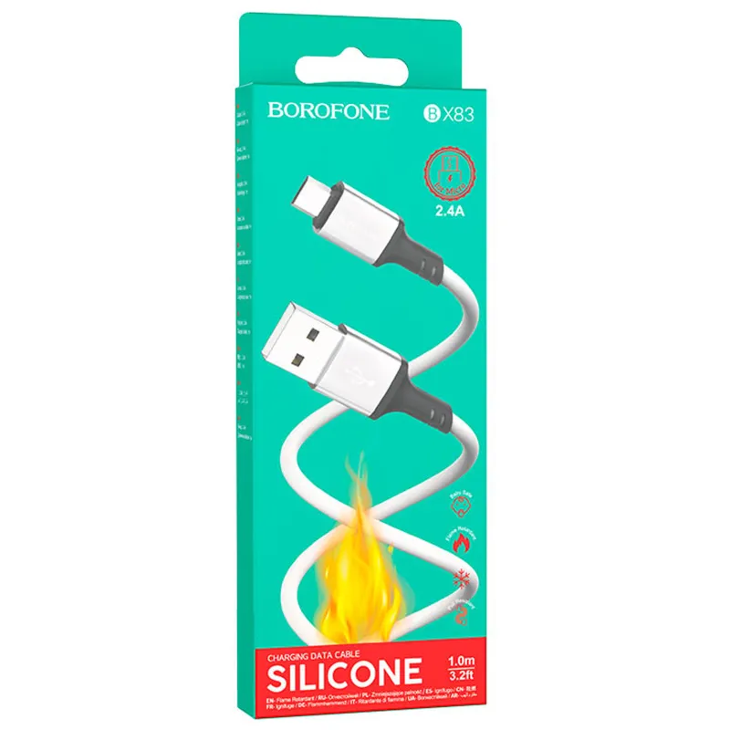 Дата кабель Borofone BX83 Famous USB to MicroUSB 2.4A White — фото 4