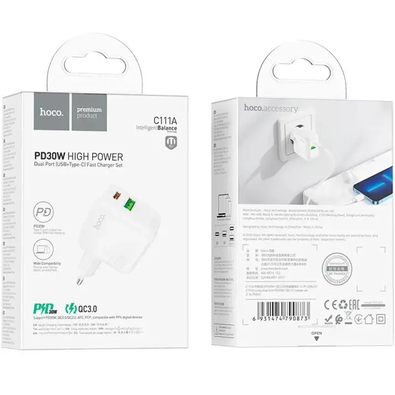 МЗП Hoco C111A PD30W+QC3.0 White — фото 4