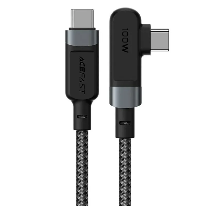 Дата кабель Acefast C5-03 USB-C to USB-C 100W right angled aluminum alloy Black