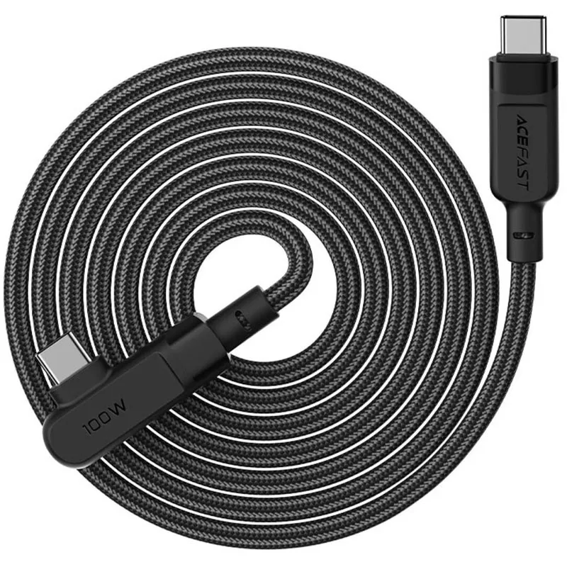 Дата кабель Acefast C5-03 USB-C to USB-C 100W right angled aluminum alloy Black — фото 3