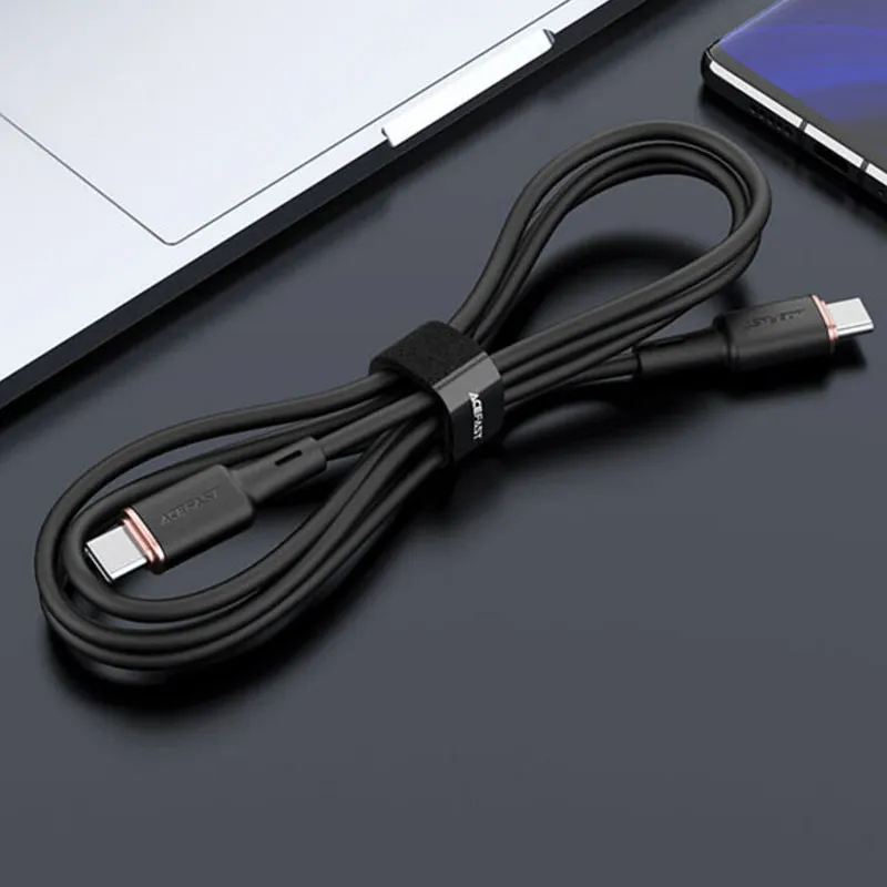 Дата кабель Acefast C2-03 USB-C to USB-C zinc alloy silicone Black — фото 4