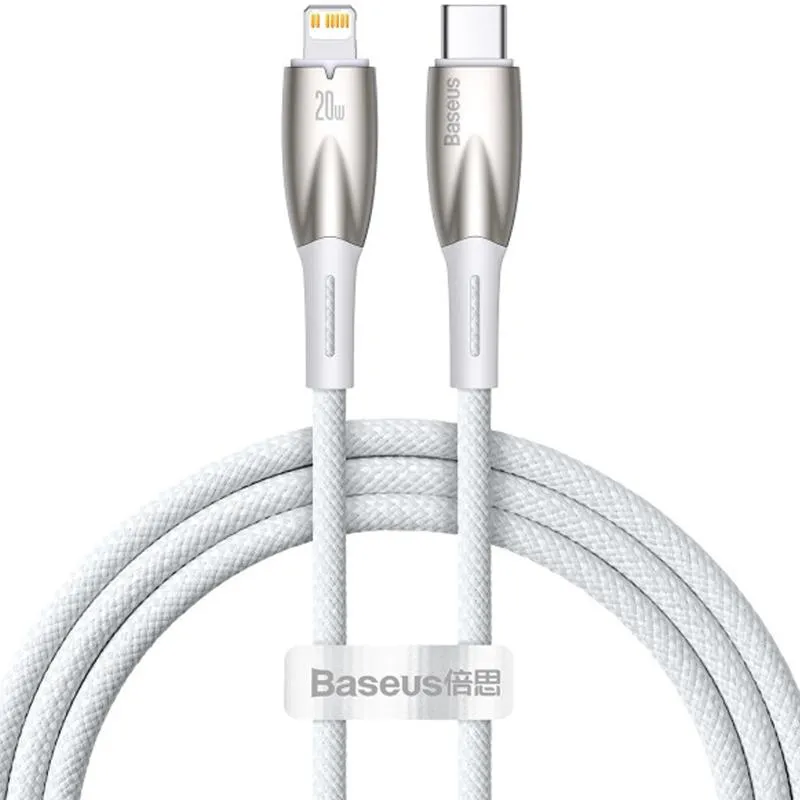 Дата кабель Baseus Glimmer Series Fast Charging Data Cable Type-C to Lightning 20W 1m White