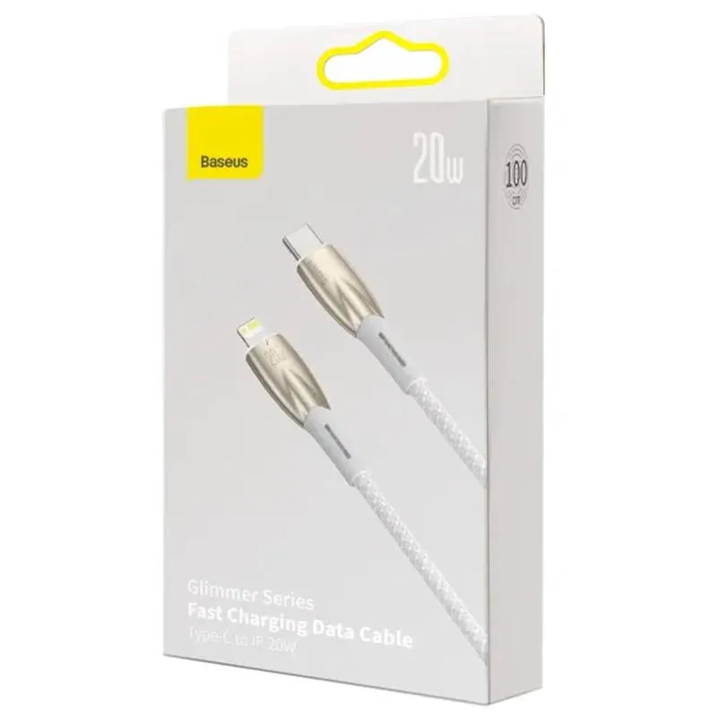 Дата кабель Baseus Glimmer Series Fast Charging Data Cable Type-C to Lightning 20W 1m White — фото 5