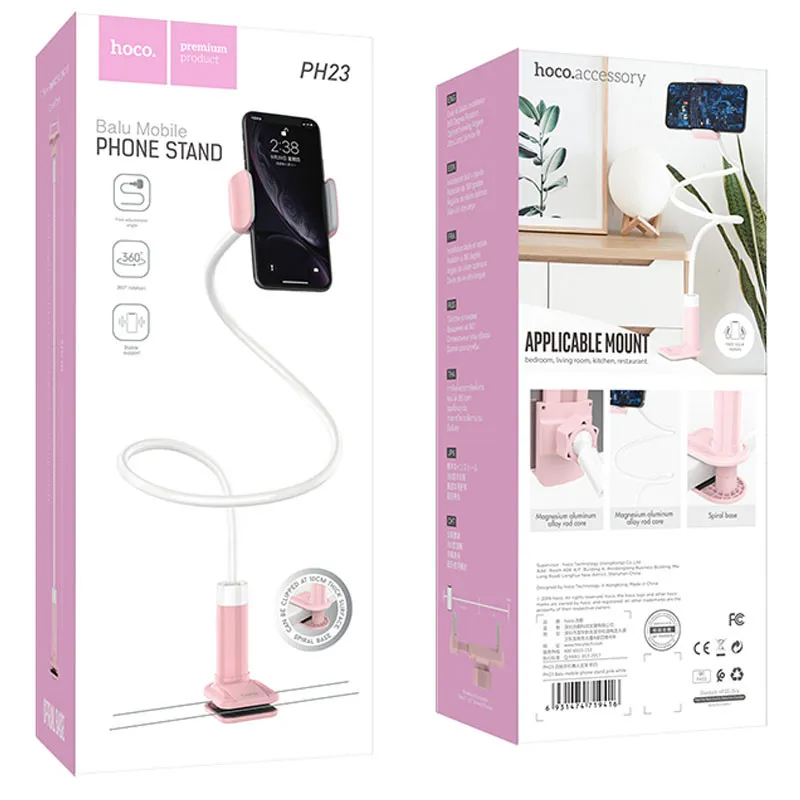 Тримач настільний Hoco PH23 Balu 4.5-6.5 Pink white — фото 6